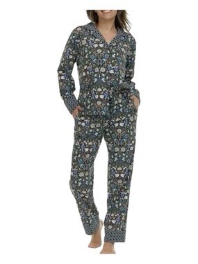 Vera Bradley Black, Blue and Cream Floral Cotton Pajama Set